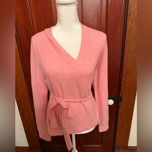 J Crew Extra Soft Pink (not white) Wrap Sweater